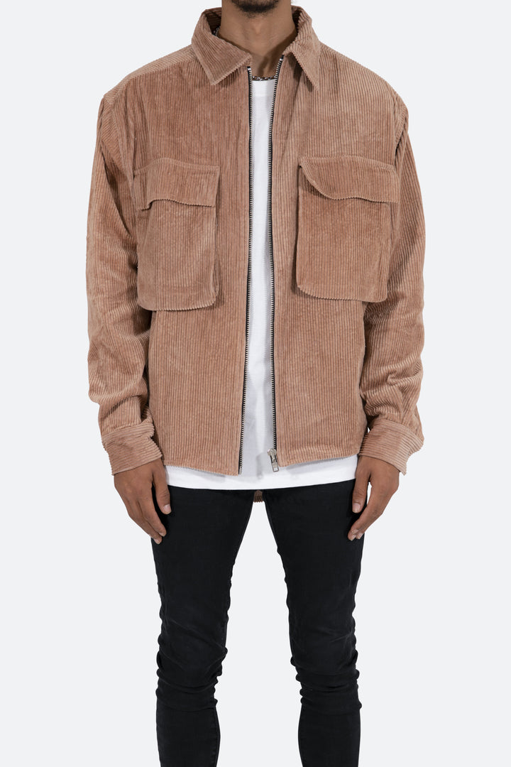 Mnml Corduroy Zip Up Shirt - Brown 2 Mnml Corduroy Zip Up Shirt - Brown