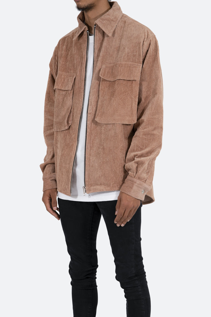 Mnml Corduroy Zip Up Shirt - Brown 3 Mnml Corduroy Zip Up Shirt - Brown
