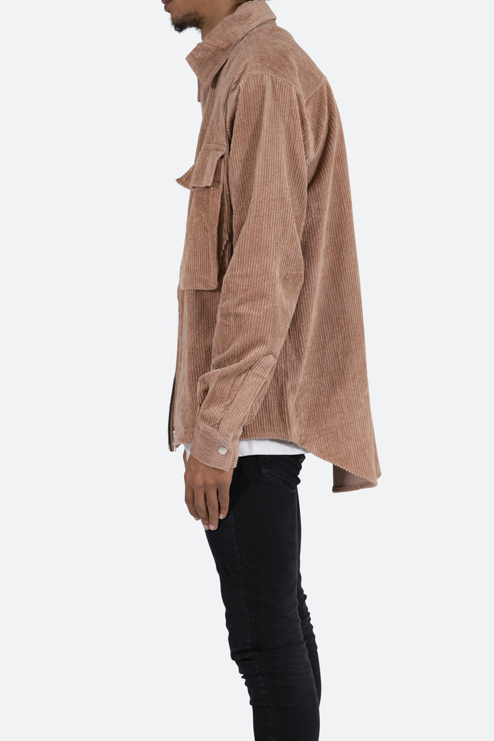 Mnml Corduroy Zip Up Shirt - Brown 4 Mnml Corduroy Zip Up Shirt - Brown