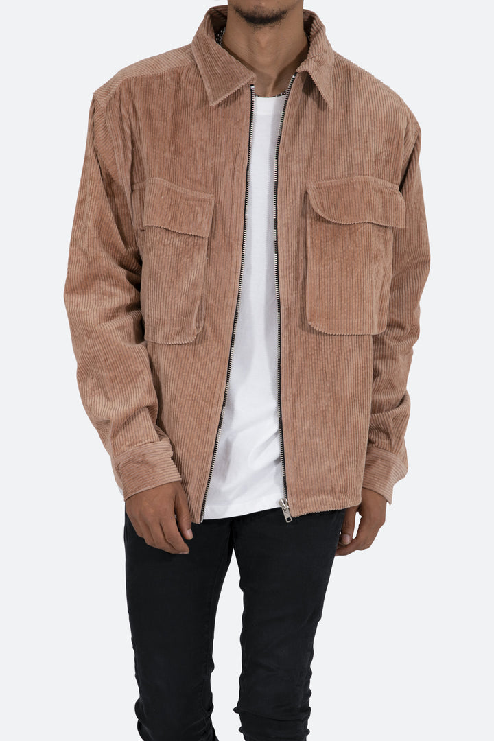 Mnml Corduroy Zip Up Shirt - Brown 6 Mnml Corduroy Zip Up Shirt - Brown