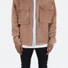 Mnml Corduroy Zip Up Shirt - Brown