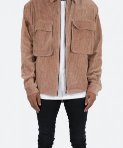 Mnml Corduroy Zip Up Shirt - Brown