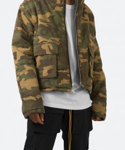 Mnml Outerwear Cropped Puffer Jacket - Camo