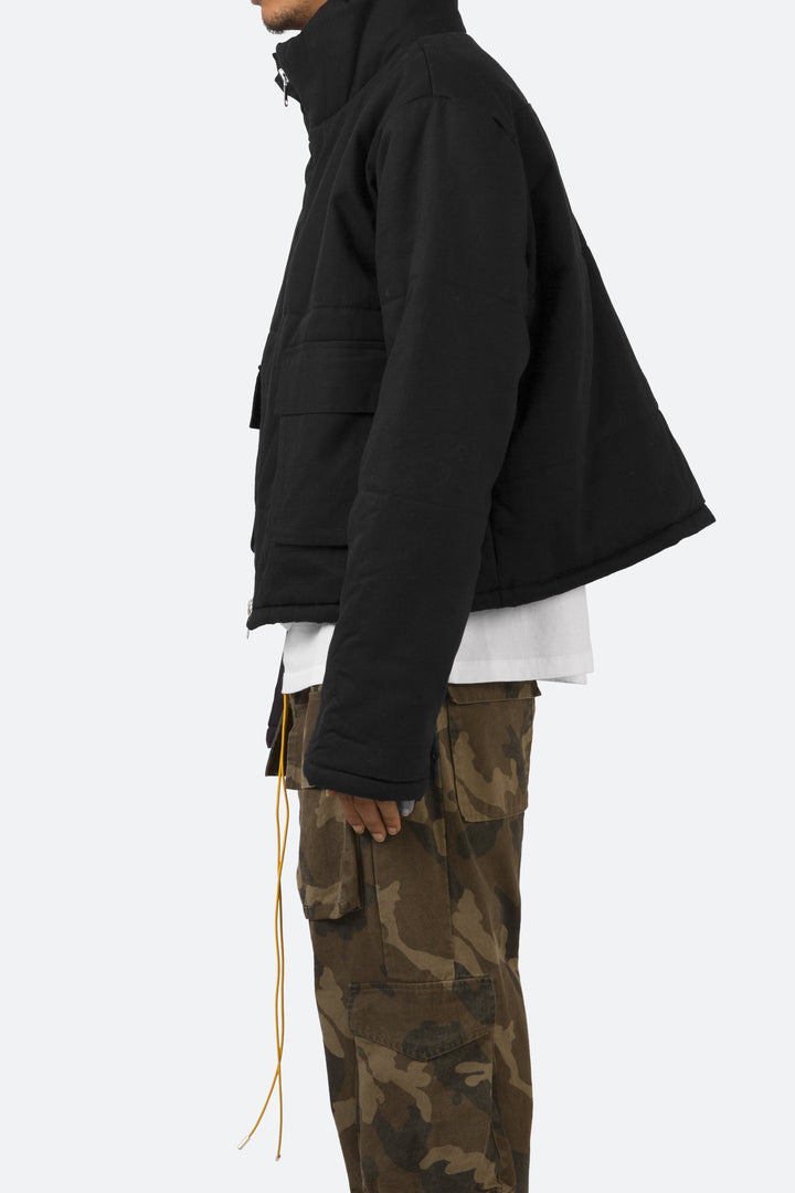 Mnml Cropped Puffer Jacket - Vintage Black 4 Mnml Cropped Puffer Jacket - Vintage Black