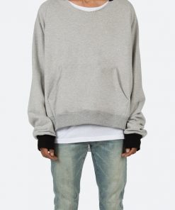 Mnml Outerwear Cut Neck Hoodie - Grey