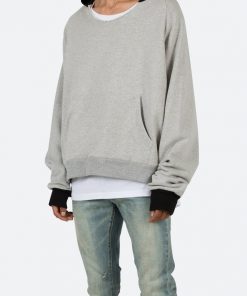 Mnml Outerwear Cut Neck Hoodie - Grey