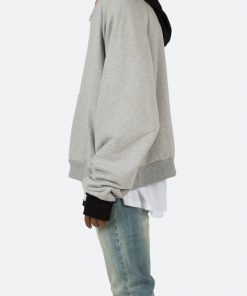 Mnml Outerwear Cut Neck Hoodie - Grey