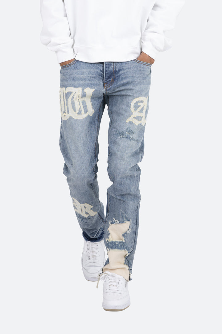 Mnml D198 War Straight Denim - Blue/White 2 Mnml D198 War Straight Denim - Blue/White