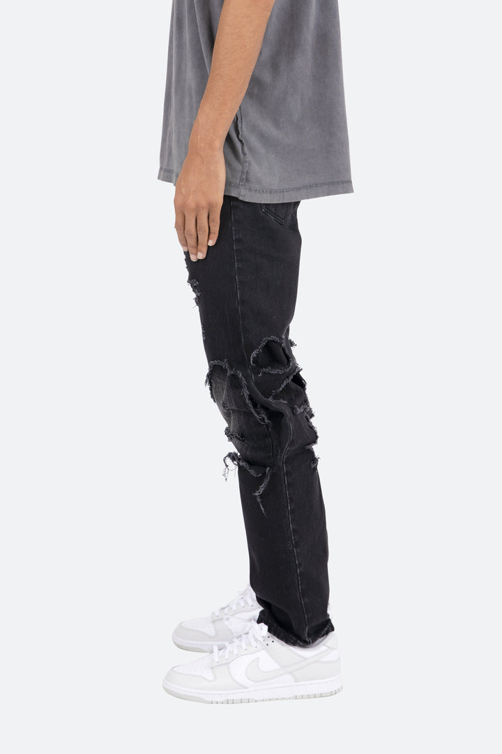 Mnml D264 Layered Straight Denim - Black/Black 4 Mnml D264 Layered Straight Denim - Black/Black