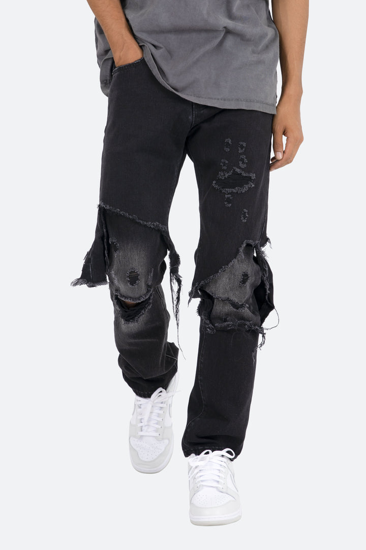 Mnml D264 Layered Straight Denim - Black/Black 6 Mnml D264 Layered Straight Denim - Black/Black