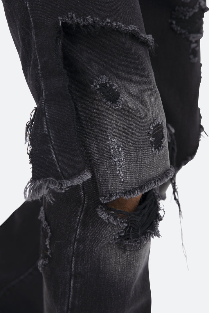 Mnml D264 Layered Straight Denim - Black/Black 8 Mnml D264 Layered Straight Denim - Black/Black