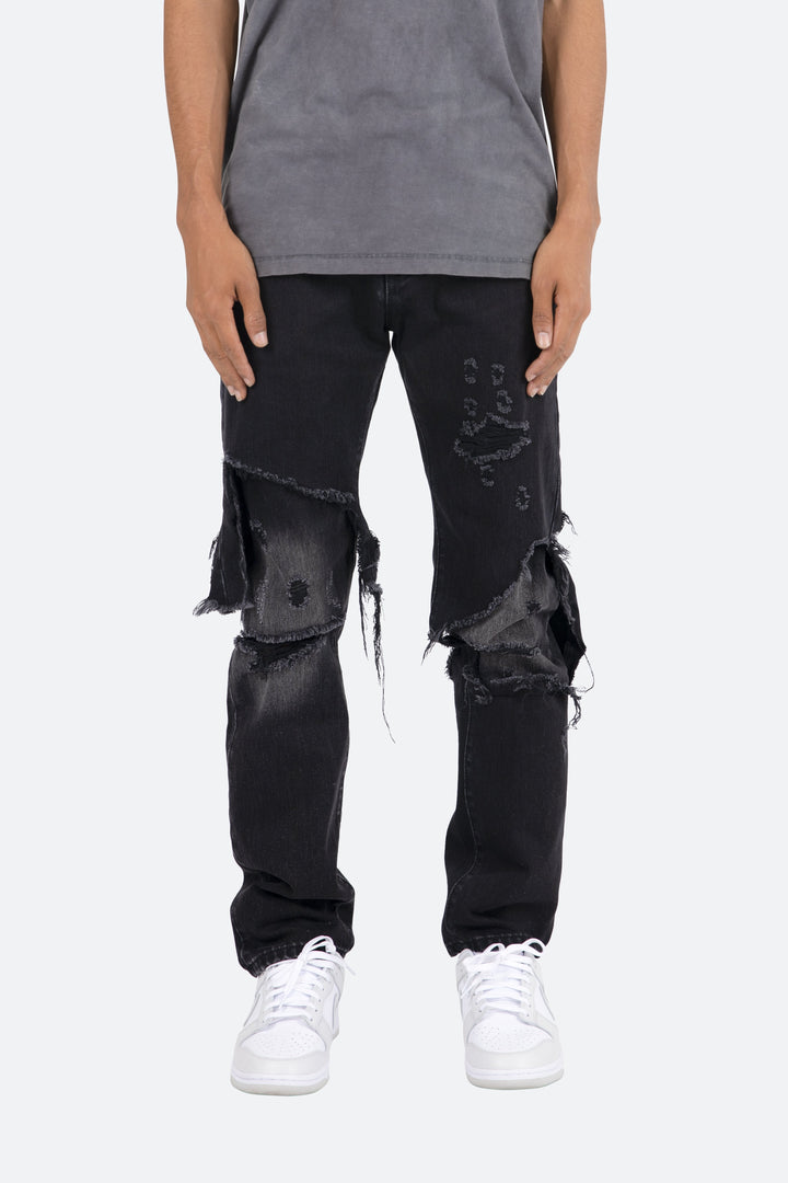 Mnml D264 Layered Straight Denim - Black/Black 1 Mnml D264 Layered Straight Denim - Black/Black