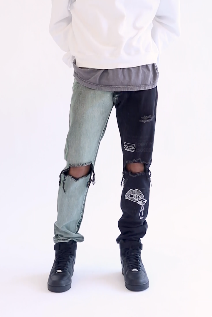 Mnml D267 Split V3 Straight Denim - Blue/Black 3 Mnml D267 Split V3 Straight Denim - Blue/Black