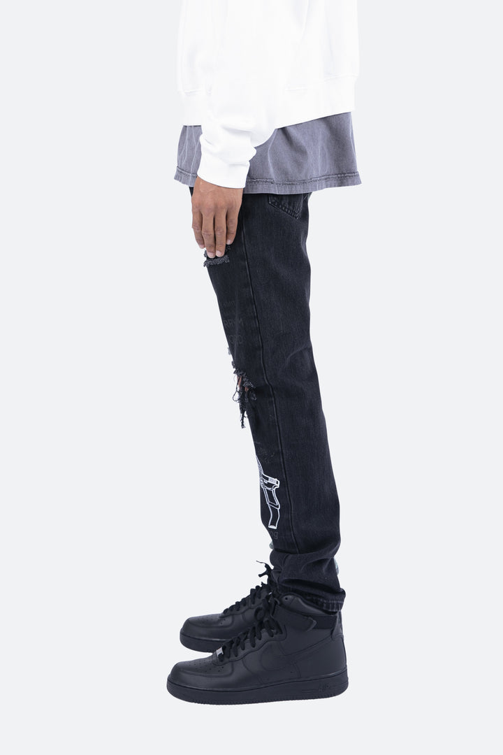 Mnml D267 Split V3 Straight Denim - Blue/Black 4 Mnml D267 Split V3 Straight Denim - Blue/Black