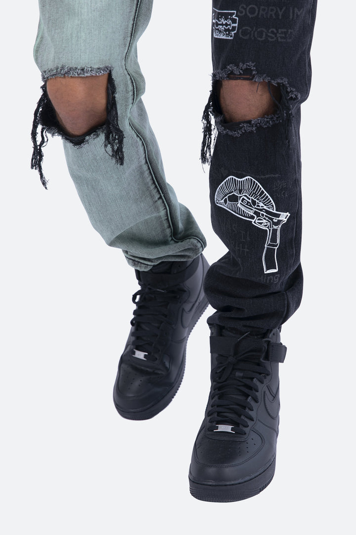 Mnml D267 Split V3 Straight Denim - Blue/Black 7 Mnml D267 Split V3 Straight Denim - Blue/Black