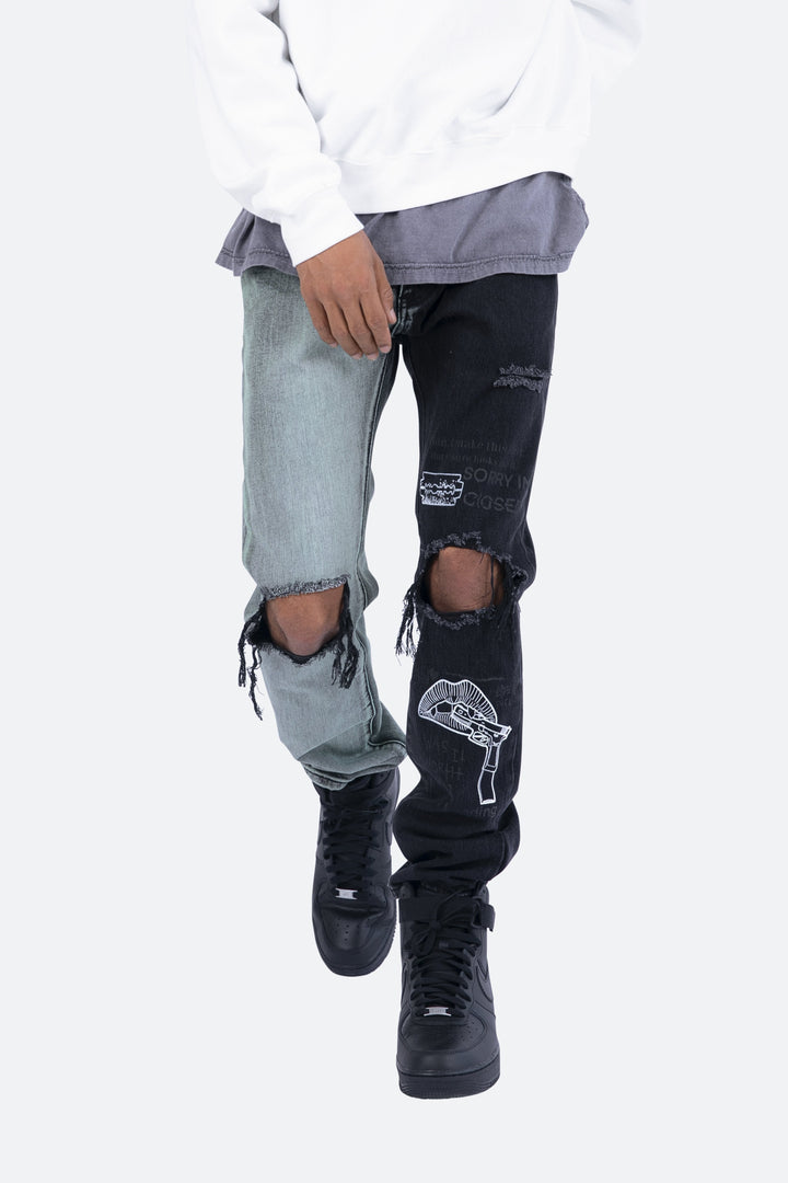 Mnml D267 Split V3 Straight Denim - Blue/Black 8 Mnml D267 Split V3 Straight Denim - Blue/Black