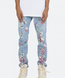 Mnml D27 Floral Straight Denim - Blue