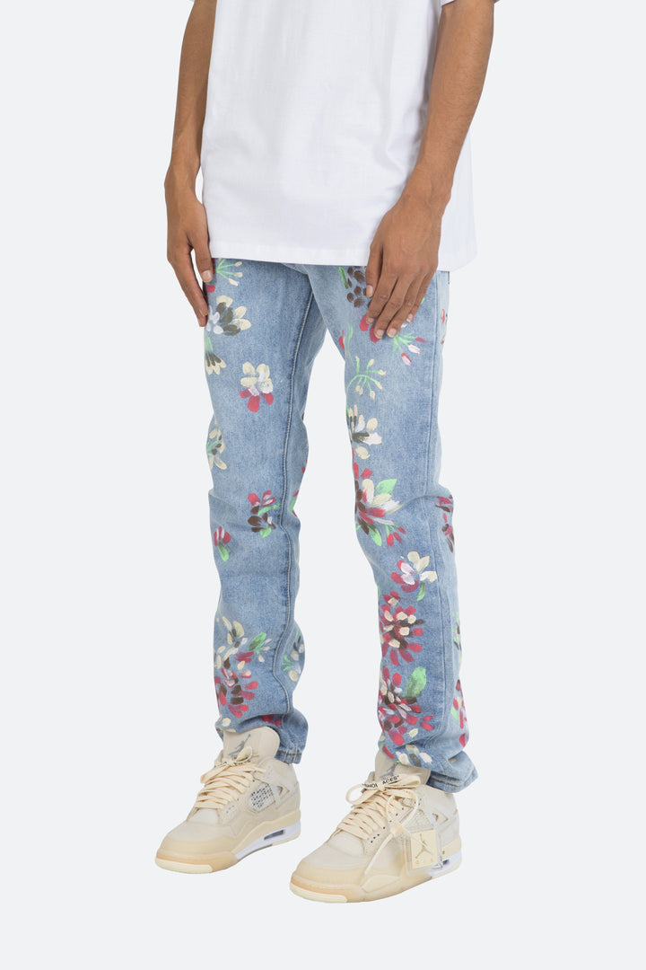 Mnml D27 Floral Straight Denim - Blue 3 Mnml D27 Floral Straight Denim - Blue