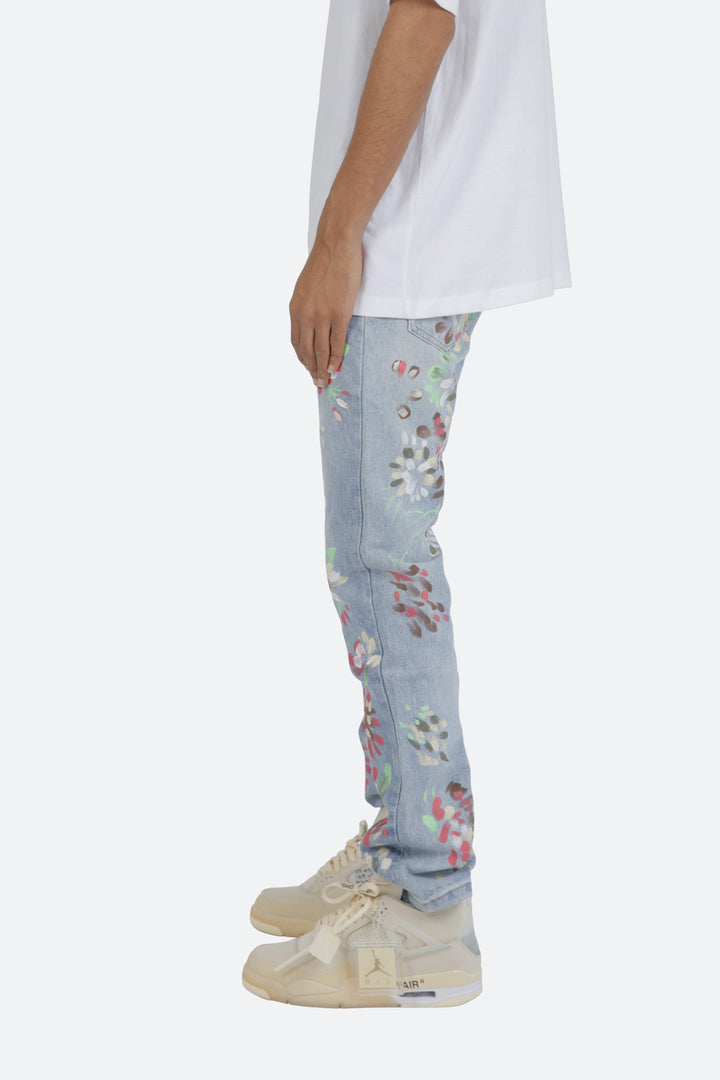 Mnml D27 Floral Straight Denim - Blue 4 Mnml D27 Floral Straight Denim - Blue