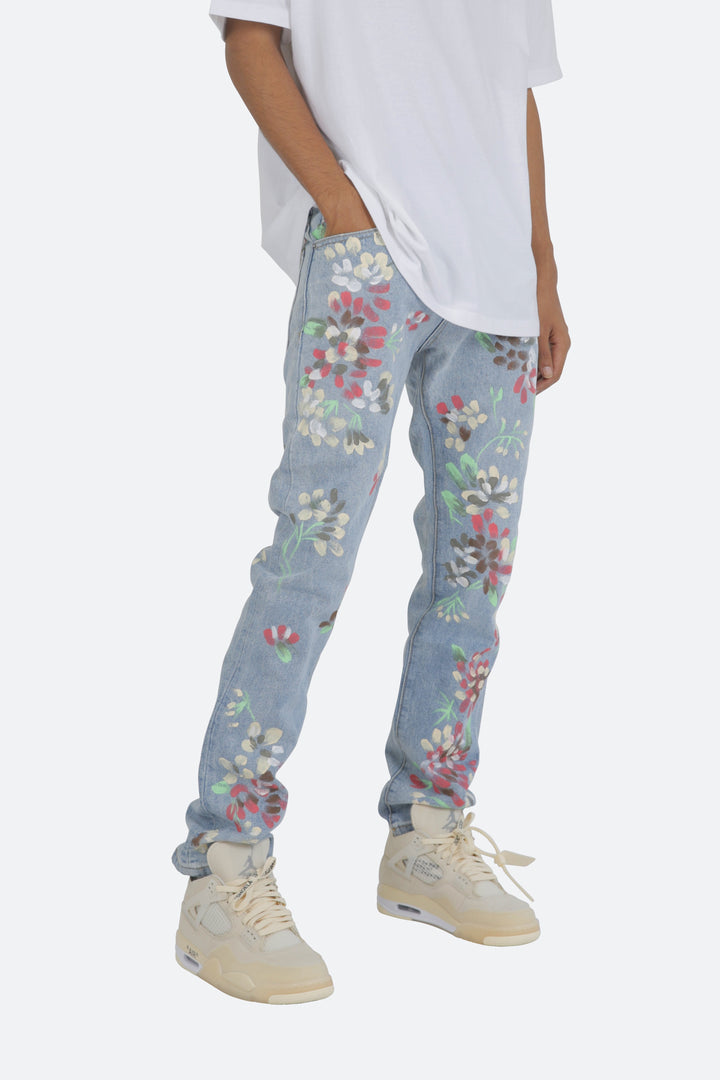 Mnml D27 Floral Straight Denim - Blue 6 Mnml D27 Floral Straight Denim - Blue