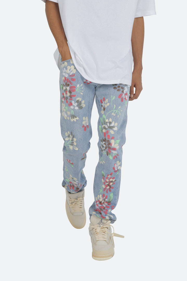 Mnml D27 Floral Straight Denim - Blue 7 Mnml D27 Floral Straight Denim - Blue
