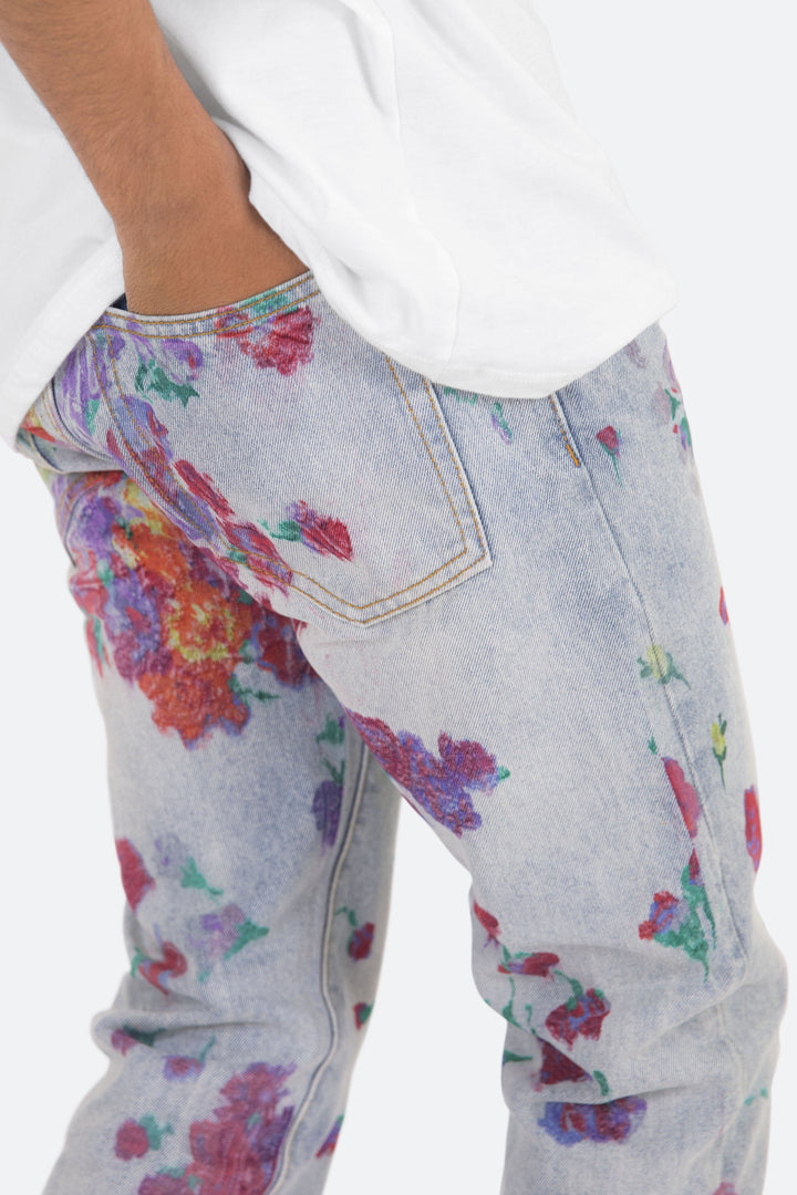 Mnml D281 Floral Straight Denim - Blue 8 Mnml D281 Floral Straight Denim - Blue