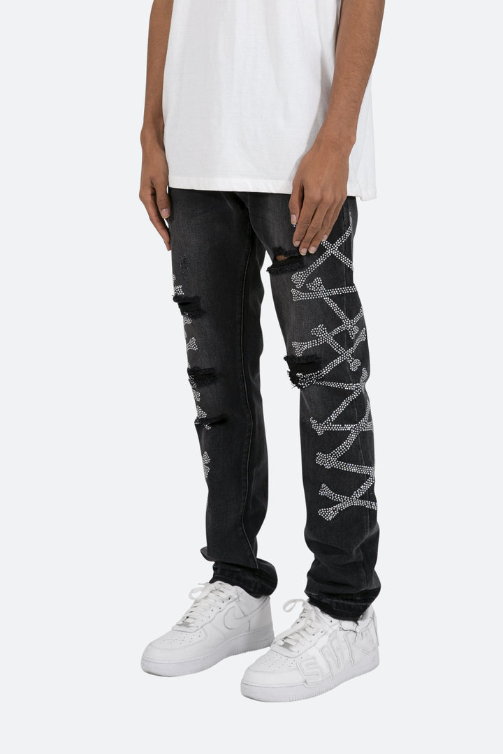 Mnml D419 Rhinestone Straight Denim - Black 3 Mnml D419 Rhinestone Straight Denim - Black