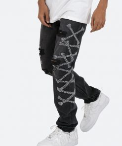 Mnml D419 Rhinestone Straight Denim - Black 15 Mnml D419 Rhinestone Straight Denim - Black