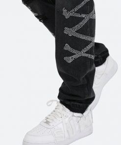 Mnml D419 Rhinestone Straight Denim - Black 18 Mnml D419 Rhinestone Straight Denim - Black