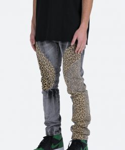 Mnml D422 Leopard Straight Denim - Black/Brown