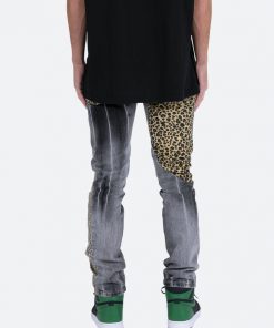 Mnml D422 Leopard Straight Denim - Black/Brown