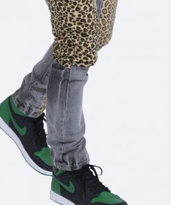 Mnml D422 Leopard Straight Denim - Black/Brown