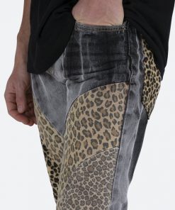 Mnml D422 Leopard Straight Denim - Black/Brown