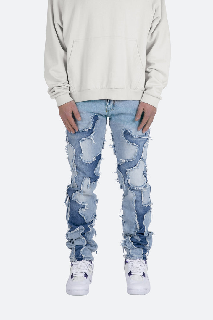 Mnml D423 Cracked Straight Denim - Blue 2 Mnml D423 Cracked Straight Denim - Blue