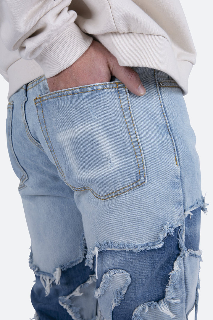 Mnml D423 Cracked Straight Denim - Blue 8 Mnml D423 Cracked Straight Denim - Blue