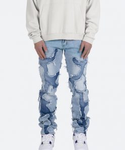 Mnml D423 Cracked Straight Denim - Blue