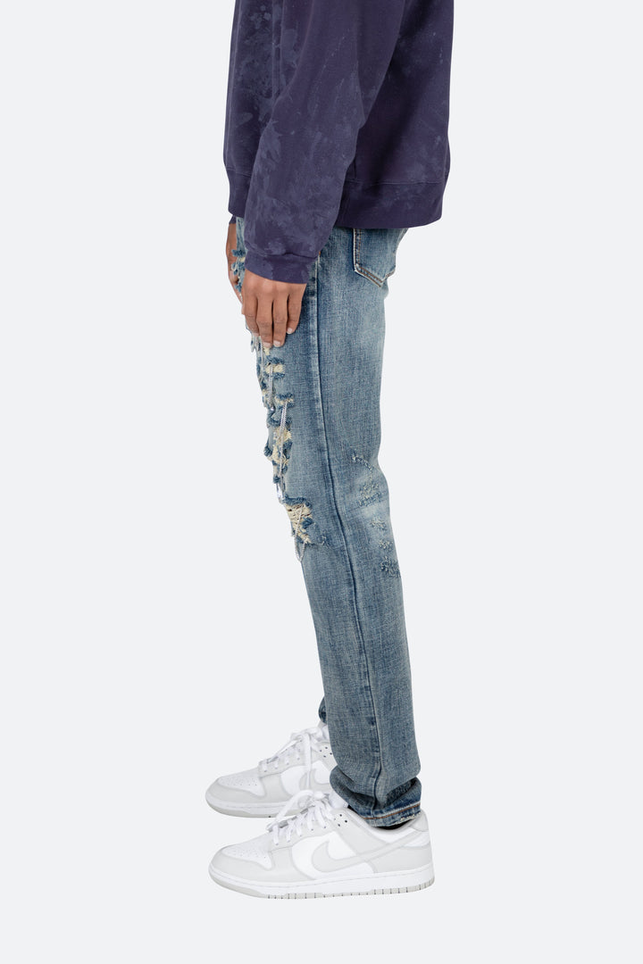 Mnml D436 Chain Straight Denim - Blue 4 Mnml D436 Chain Straight Denim - Blue