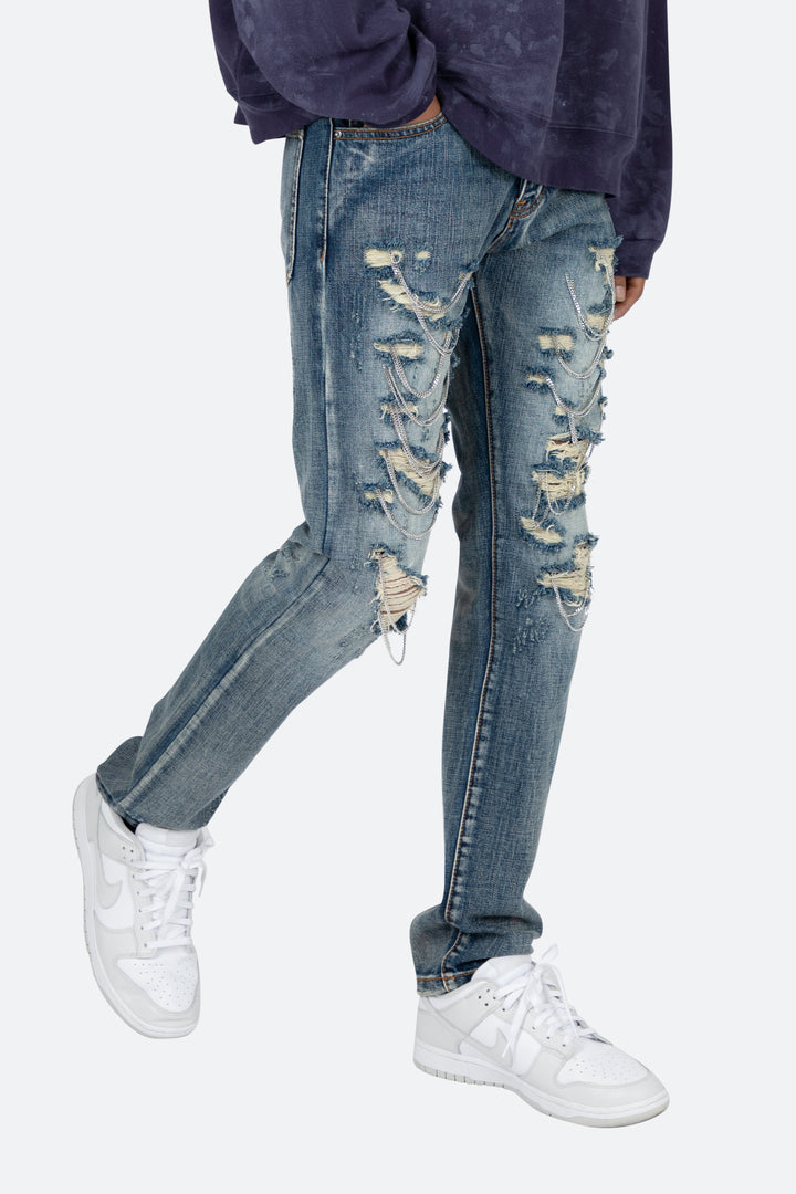 Mnml D436 Chain Straight Denim - Blue 5 Mnml D436 Chain Straight Denim - Blue