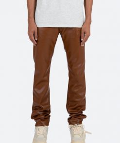 Mnml D444 Leather Straight Pants - Brown
