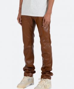 Mnml D444 Leather Straight Pants - Brown 10 Mnml D444 Leather Straight Pants - Brown