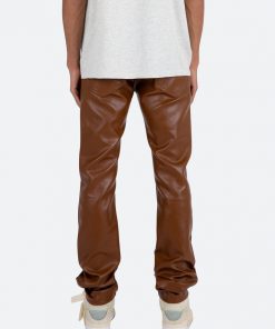 Mnml D444 Leather Straight Pants - Brown 12 Mnml D444 Leather Straight Pants - Brown