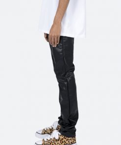 Mnml D481 Leather Straight Pants - Black Denim