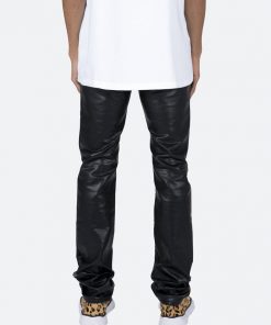 Mnml D481 Leather Straight Pants - Black Denim