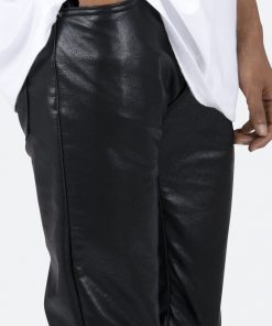 Mnml D481 Leather Straight Pants - Black Denim