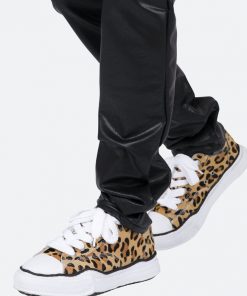 Mnml D481 Leather Straight Pants - Black Denim