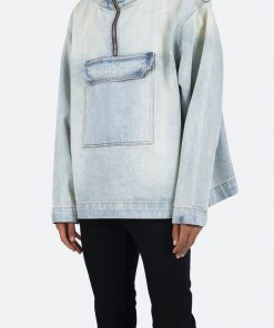 Mnml Denim Pullover Jacket - Blue Outerwear
