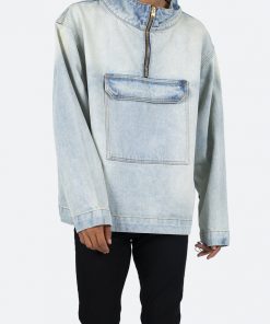 Mnml Denim Pullover Jacket - Blue Outerwear