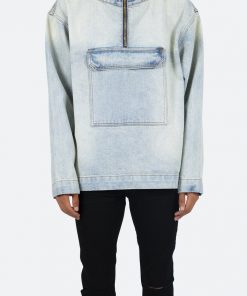 Mnml Denim Pullover Jacket - Blue Outerwear