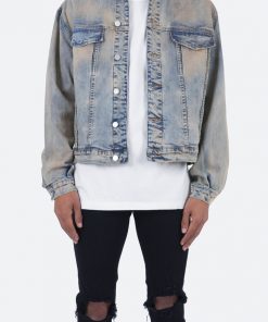 Mnml Detachable Hood Trucker Jacket - Blue
