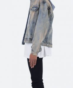 Mnml Detachable Hood Trucker Jacket - Blue